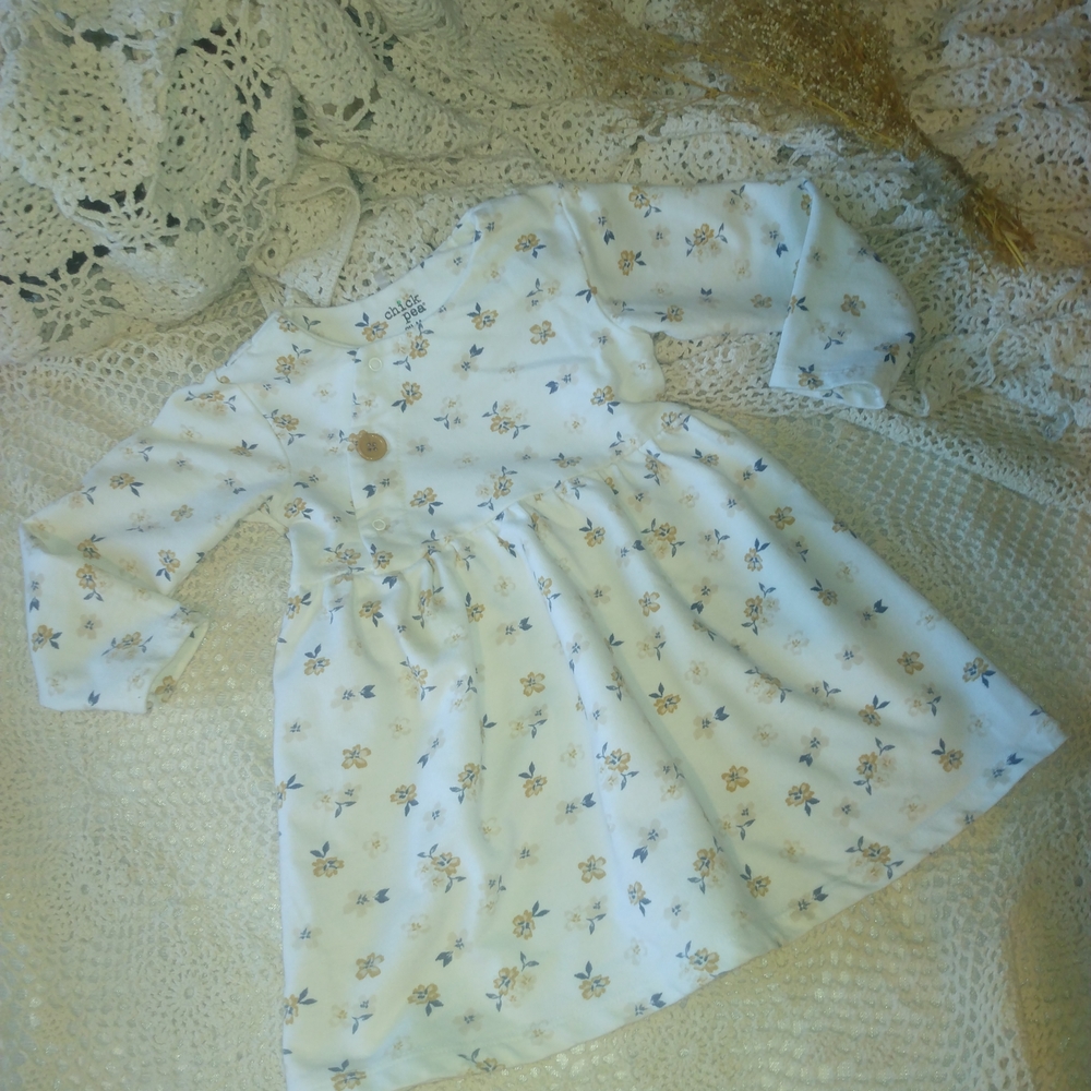 Chick Pea Floral Long Sleeve Dress - White and Blue